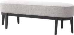 Casa Padrino Luxus Sitzbank Grau / Schwarz 132 x 45 x H. 47 cm - Gepolsterte Wohnzimmer Bank - Wohnzimmer Möbel - Hotel Möbel - Luxus Kollektion