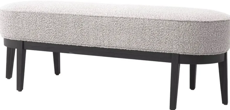 Casa Padrino Luxus Sitzbank Grau / Schwarz 132 x 45 x H. 47 cm - Gepolsterte Wohnzimmer Bank - Wohnzimmer Möbel - Hotel Möbel - Luxus Kollektion