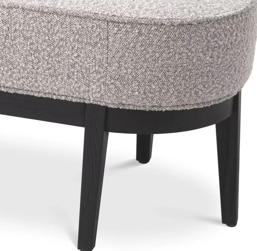 Casa Padrino Luxus Sitzbank Grau / Schwarz 132 x 45 x H. 47 cm - Gepolsterte Wohnzimmer Bank - Wohnzimmer Möbel - Hotel Möbel - Luxus Kollektion
