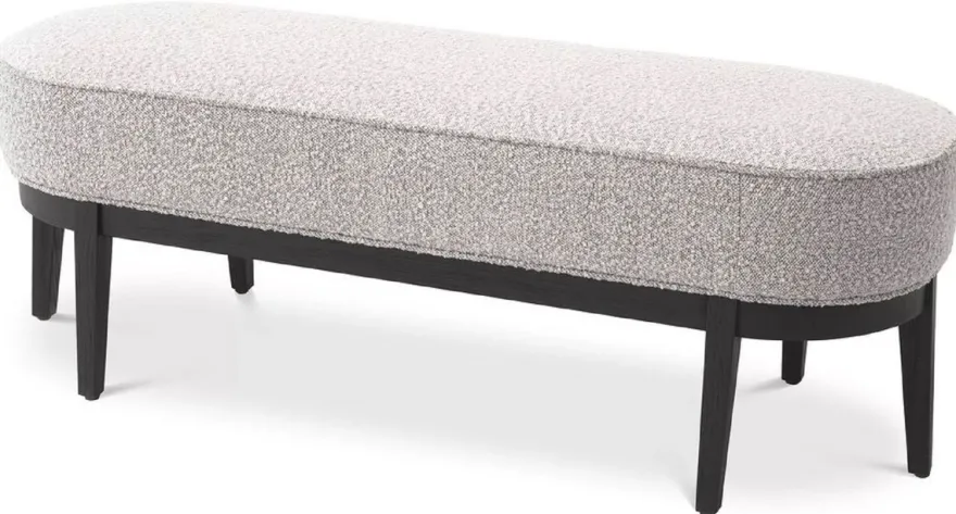 Casa Padrino Luxus Sitzbank Grau / Schwarz 132 x 45 x H. 47 cm - Gepolsterte Wohnzimmer Bank - Wohnzimmer Möbel - Hotel Möbel - Luxus Kollektion
