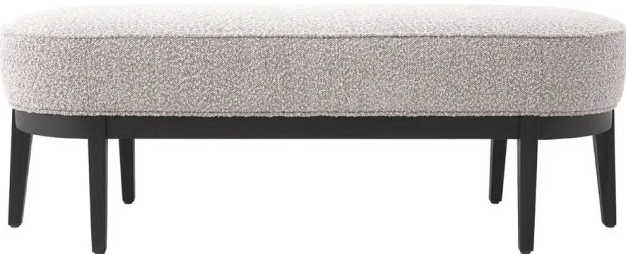 Casa Padrino Luxus Sitzbank Grau / Schwarz 132 x 45 x H. 47 cm - Gepolsterte Wohnzimmer Bank - Wohnzimmer Möbel - Hotel Möbel - Luxus Kollektion
