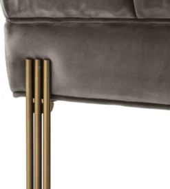 Casa Padrino Luxus Sitzbank Grau / Messingfarben 133 x 59 x H. 42 cm - Gepolsterte Samt Bank mit Edelstahl Beinen - Luxus Kollektion
