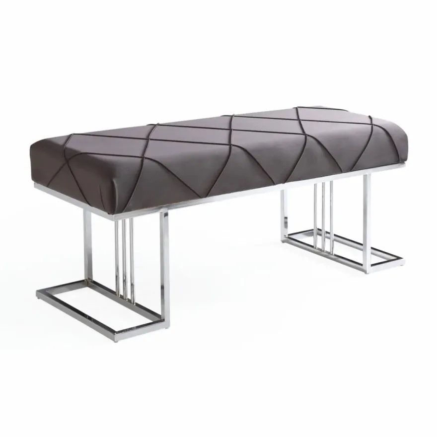 Casa Padrino Luxus Sitzbank Grau / Schwarz / Silber 120 cm - Luxus Interior