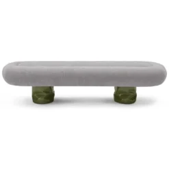 Casa Padrino Luxus Sitzbank Khaki 168 x 52 x H. 41 cm - Sitzbank mit Stoffbezug - Moderne Flur Möbel - Luxus Qualität