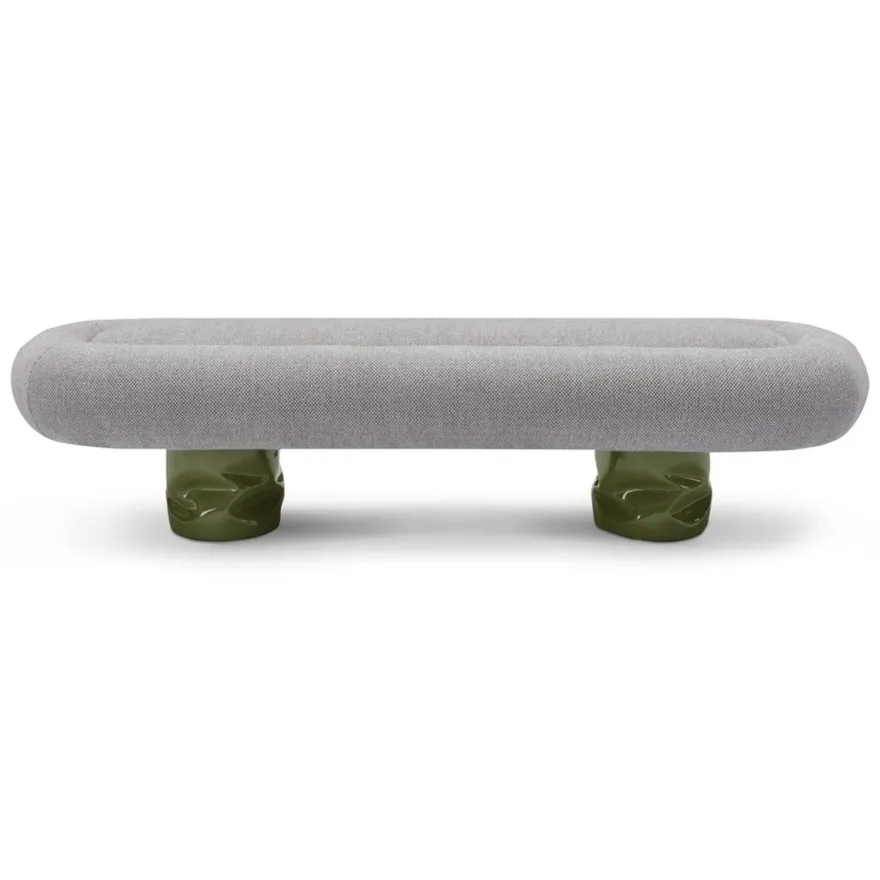 Casa Padrino Luxus Sitzbank Khaki 168 x 52 x H. 41 cm - Sitzbank mit Stoffbezug - Moderne Flur Möbel - Luxus Qualität