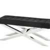Casa Padrino Luxus Sitzbank Mod2 in Panama Schwarz und poliertem Edelstahl 120 x 42,5 x H. 53,5 cm