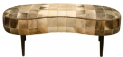 Casa Padrino Luxus Sitzbank mit Kuhfell 130 x 60 x H. 50 cm - Designermöbel