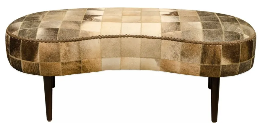 Casa Padrino Luxus Sitzbank mit Kuhfell 130 x 60 x H. 50 cm - Designermöbel