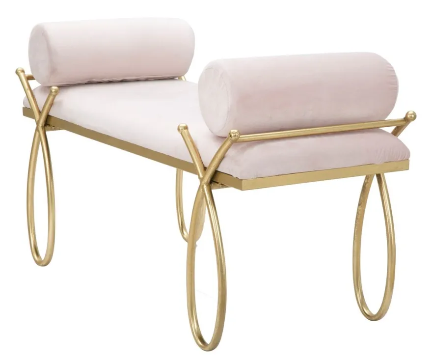 Casa Padrino Luxus Sitzbank Rosa / Gold 112,5 cm - Luxus Interior