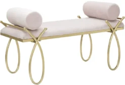 Casa Padrino Luxus Sitzbank Rosa / Gold 112,5 cm - Luxus Interior