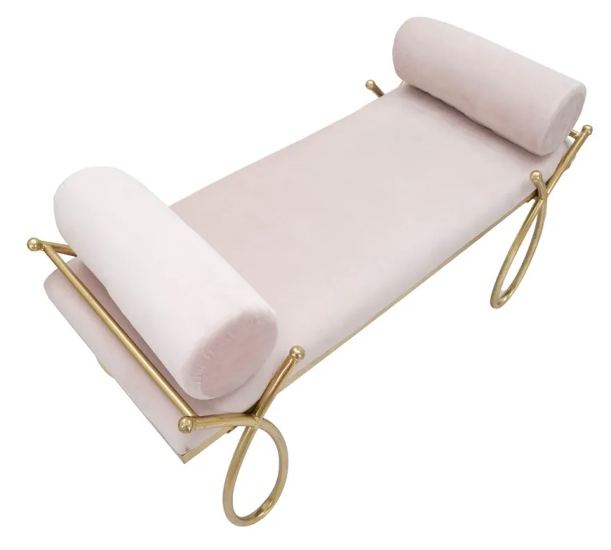 Casa Padrino Luxus Sitzbank Rosa / Gold 112,5 cm - Luxus Interior