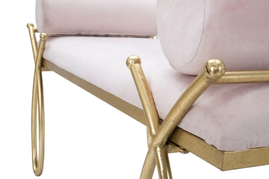 Casa Padrino Luxus Sitzbank Rosa / Gold 112,5 cm - Luxus Interior