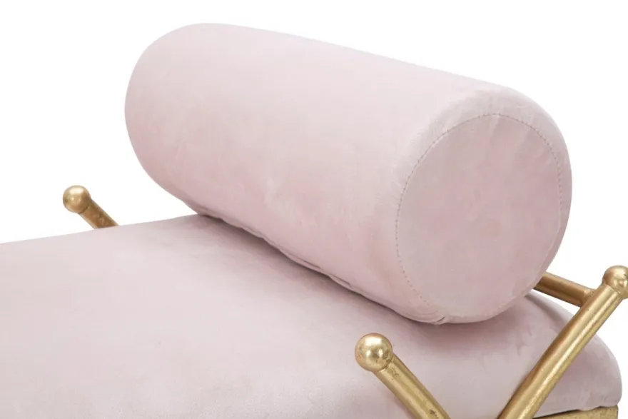Casa Padrino Luxus Sitzbank Rosa / Gold 112,5 cm - Luxus Interior