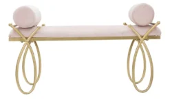 Casa Padrino Luxus Sitzbank Rosa / Gold 112,5 cm - Luxus Interior