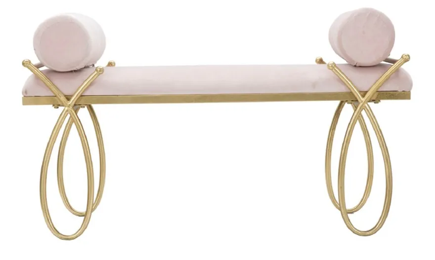 Casa Padrino Luxus Sitzbank Rosa / Gold 112,5 cm - Luxus Interior