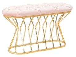 Casa Padrino Luxus Sitzbank Rosa / Gold 91 cm - Luxus Interior