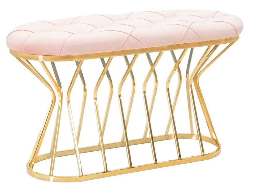 Casa Padrino Luxus Sitzbank Rosa / Gold 91 cm - Luxus Interior