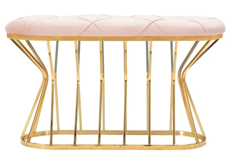 Casa Padrino Luxus Sitzbank Rosa / Gold 91 cm - Luxus Interior