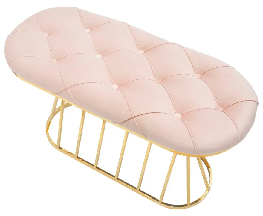 Casa Padrino Luxus Sitzbank Rosa / Gold 91 cm - Luxus Interior