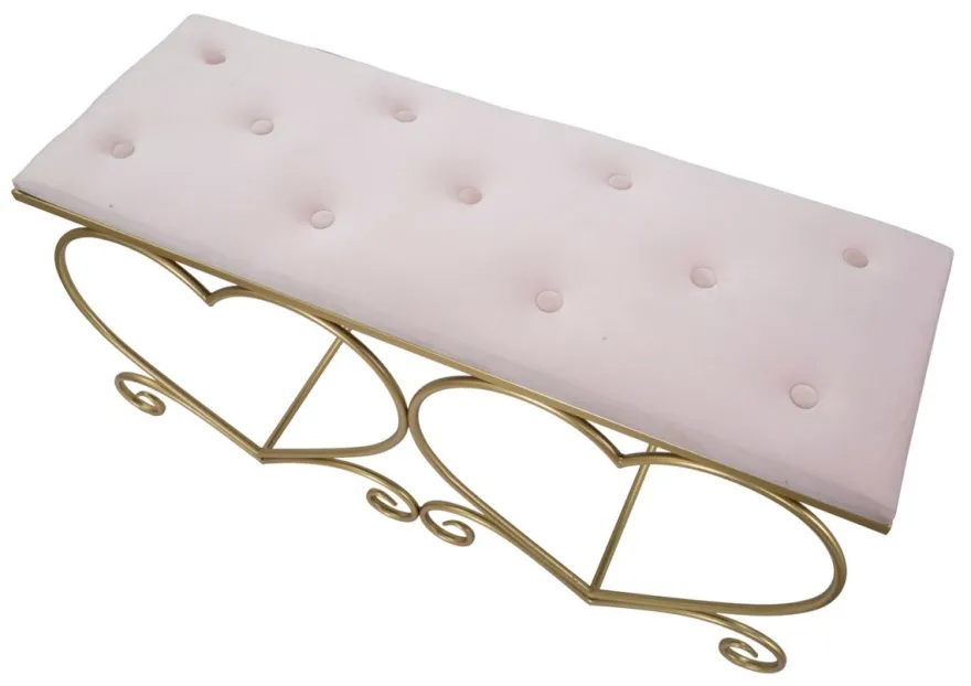 Casa Padrino Luxus Sitzbank Rosa / Gold 105 cm - Wohnzimmer & Schlafzimmer Möbel