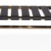 Casa Padrino Luxus Sitzbank Schwarz / Rosegold 120 x 45 x H. 40 cm - Edelstahl Bank mit Italienischem Leder - Gepäckablage - Hotel Möbel & Accessoires