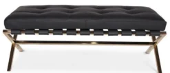 Casa Padrino Luxus Sitzbank Schwarz / Rosegold 120 x 45 x H. 40 cm - Edelstahl Bank mit Italienischem Leder - Gepäckablage - Hotel Möbel & Accessoires
