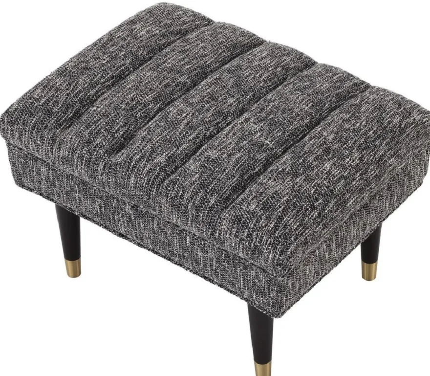 Casa Padrino Luxus Sitzbank Schwarz / Messingfarben 68 x 50 x H. 45 cm - Gepolsterte Massivholz Bank - Wohnzimmer Möbel - Hotel Möbel - Luxus Kollektion