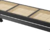 Casa Padrino Luxus Sitzbank Schwarz / Naturfarben 136 x 46 x H. 47 cm - Massivholz Bank mit handgewebtem Rattangeflecht - Luxus Möbel