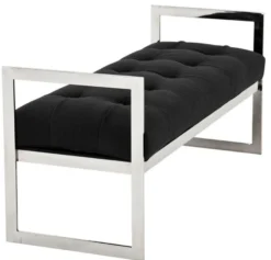 Casa Padrino Luxus Sitzbank Schwarz 129 x 50 x H. 58 cm - Luxus Kollektion
