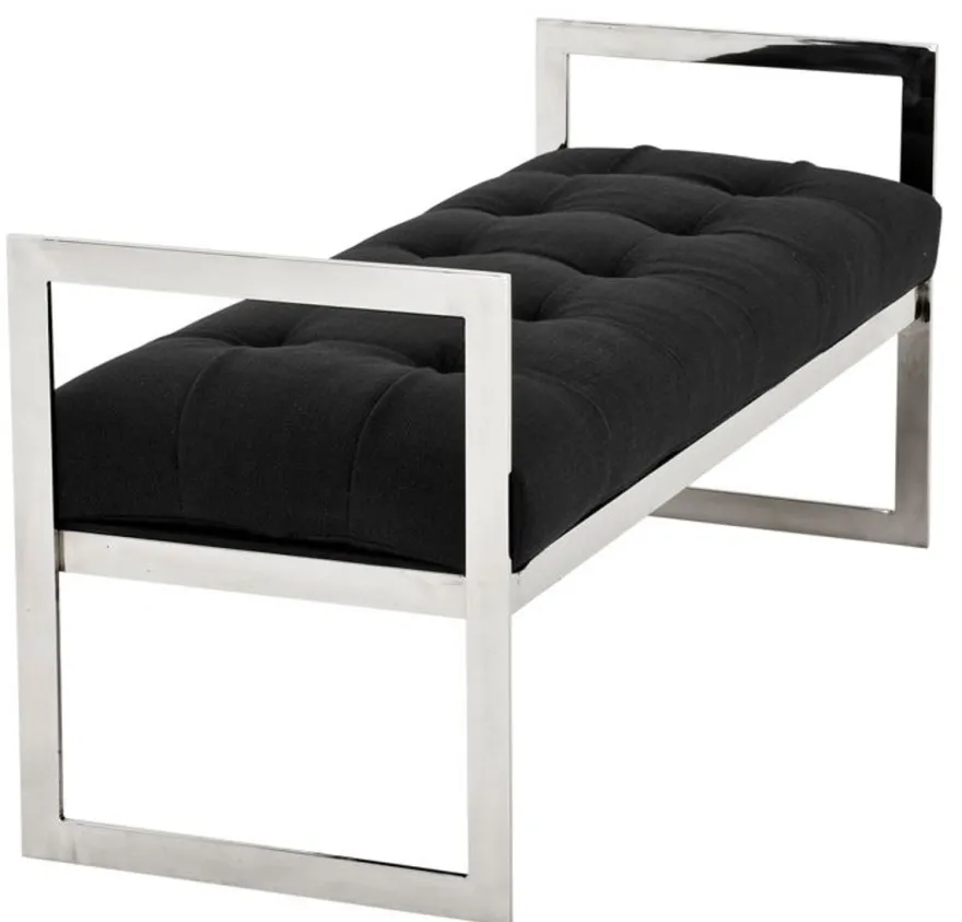 Casa Padrino Luxus Sitzbank Schwarz 129 x 50 x H. 58 cm - Luxus Kollektion