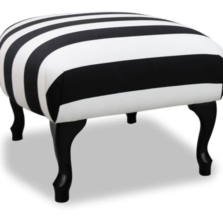Casa Padrino Luxus Sitzhocker Schwarz / Weiß Streifen / Schwarz - Designer Stil Hocker - Möbel