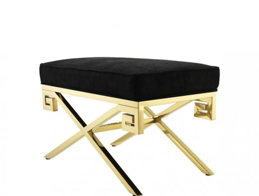 Casa Padrino Luxus Sitz Hocker Gold Finish 73 x 41 x H. 45 cm - Vitage Art Deco Möbel