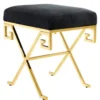 Casa Padrino Luxus Sitz Hocker Edelstahl Gold - Vintage Art Deco Möbel - 42 x 35 x 47 cm
