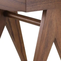 Casa Padrino Luxus Sitzhocker Braun / Naturfarben 39 x 31,5 x H. 43 cm - Massivholz Hocker mit handgewebtem Rattangeflecht - Luxus Möbel