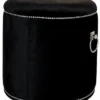 Casa Padrino Luxus Sitzhocker Schwarz / Silber Ø 50 x H. 52 cm - Luxus Rundhocker