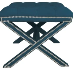 Casa Padrino Luxus Sitzhocker Eckig Kreuzhocker 56 x 54 x H 46 cm - Luxus Qualität - ALLE FARBEN - Neo Classic Vintage Style Hocker - Möbel
