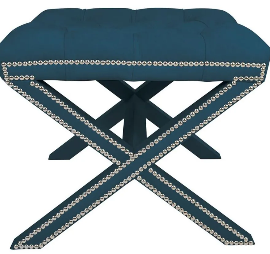 Casa Padrino Luxus Sitzhocker Eckig Kreuzhocker 56 x 54 x H 46 cm - Luxus Qualität - ALLE FARBEN - Neo Classic Vintage Style Hocker - Möbel