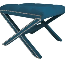 Casa Padrino Luxus Sitzhocker Eckig Kreuzhocker 56 x 54 x H 46 cm - Luxus Qualität - ALLE FARBEN - Neo Classic Vintage Style Hocker - Möbel