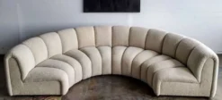 Casa Padrino Luxus Sofa Beige 330 x 170 x H. 76 cm - Gebogenes Wohnzimmer Sofa - Halbrundes Sofa - Wohnzimmer Möbel - Hotel Möbel - Luxus Möbel - Luxus Einrichtung - Wohnzimmer Einrichtung