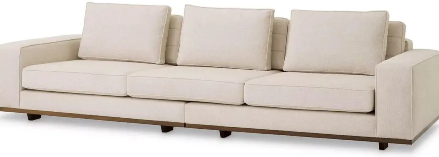Casa Padrino Luxus Sofa Beige / Braun 286 x 110 x H. 80 cm - Wohnzimmer Sofa mit Kissen - Wohnzimmer Möbel - Luxus Möbel - Wohnzimmer Einrichtung - Luxus Einrichtung - Luxus Qualität