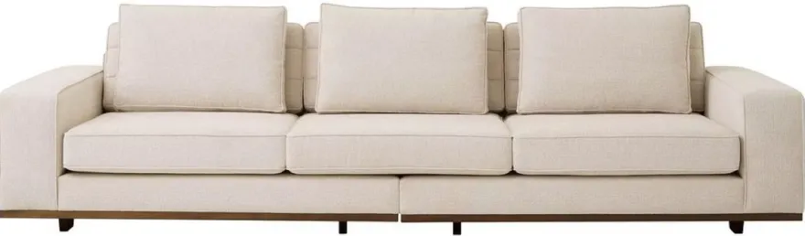 Casa Padrino Luxus Sofa Beige / Braun 286 x 110 x H. 80 cm - Wohnzimmer Sofa mit Kissen - Wohnzimmer Möbel - Luxus Möbel - Wohnzimmer Einrichtung - Luxus Einrichtung - Luxus Qualität