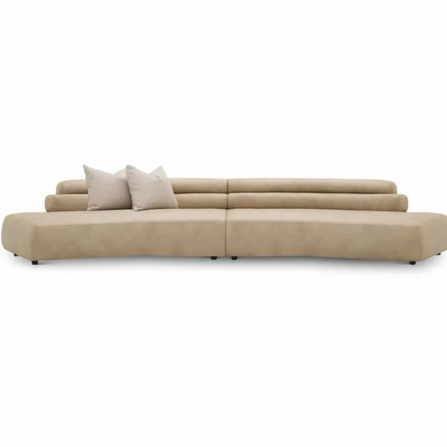 Casa Padrino Luxus Sofa Beige / Schwarz 399 cm - Luxus Hotel Möbel