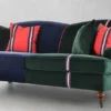 Casa Padrino Luxus Sofa Blau / Grün / Rot / Weiß / Braun 206,5 x 100 x H. 87 cm - Wohnzimmer Sofa - Hotel Sofa - Wohnzimmer Möbel - Wohnzimmer Einrichtung - Hotel Möbel - Luxus Möbel