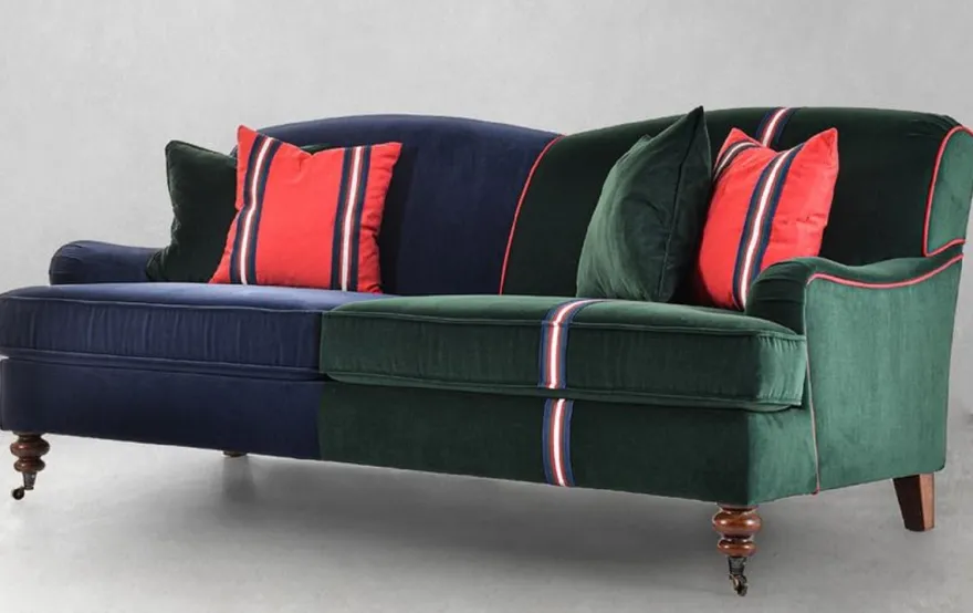 Casa Padrino Luxus Sofa Blau / Grün / Rot / Weiß / Braun 206,5 x 100 x H. 87 cm - Wohnzimmer Sofa - Hotel Sofa - Wohnzimmer Möbel - Wohnzimmer Einrichtung - Hotel Möbel - Luxus Möbel