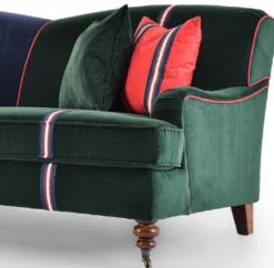 Casa Padrino Luxus Sofa Blau / Grün / Rot / Weiß / Braun 206,5 x 100 x H. 87 cm - Wohnzimmer Sofa - Hotel Sofa - Wohnzimmer Möbel - Wohnzimmer Einrichtung - Hotel Möbel - Luxus Möbel