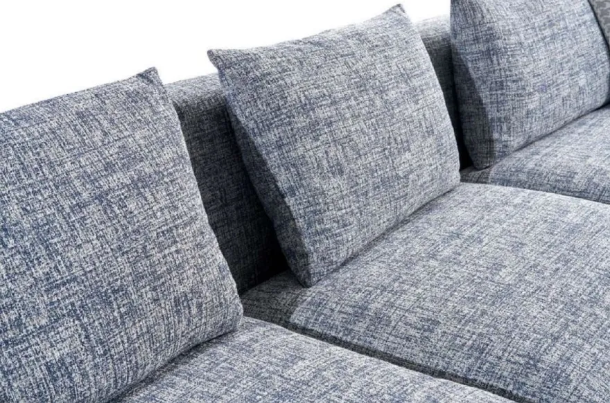 Casa Padrino Luxus Sofa Blau / Grau / Schwarz 308 x 106 x H. 83 cm - Wohnzimmer Sofa - Hotel Sofa - Wohnzimmer Möbel - Wohnzimmer Einrichtung - Hotel Möbel - Luxus Möbel - Luxus Einrichtung