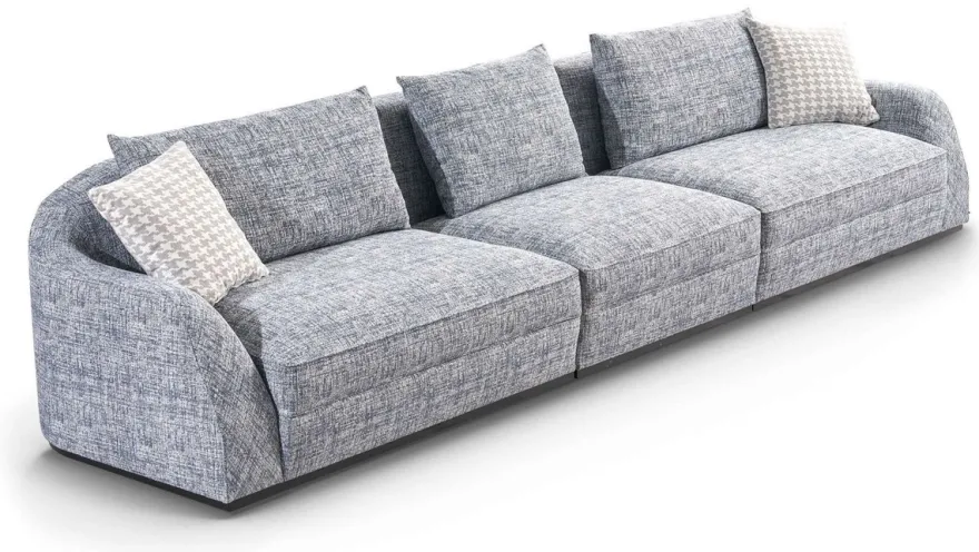 Casa Padrino Luxus Sofa Blau / Grau / Schwarz 308 x 106 x H. 83 cm - Wohnzimmer Sofa - Hotel Sofa - Wohnzimmer Möbel - Wohnzimmer Einrichtung - Hotel Möbel - Luxus Möbel - Luxus Einrichtung