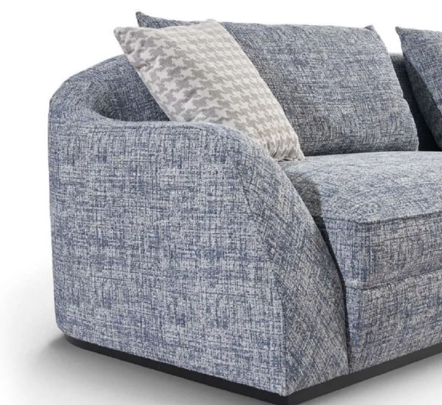 Casa Padrino Luxus Sofa Blau / Grau / Schwarz 308 x 106 x H. 83 cm - Wohnzimmer Sofa - Hotel Sofa - Wohnzimmer Möbel - Wohnzimmer Einrichtung - Hotel Möbel - Luxus Möbel - Luxus Einrichtung