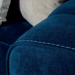 Casa Padrino Luxus Sofa Blau / Schwarz / Gold 240 x 100 x H. 85 cm - Modernes Wohnzimmer Sofa - Luxus Wohnzimmer Möbel