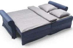 Casa Padrino Luxus Sofa Blau 239 x 110 x H. 90 cm - Wohnzimmer Sofa mit Schlaffunktion - Wohnzimmer Möbel - Luxus Möbel - Luxus Interior
